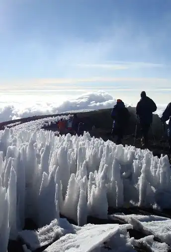 Glacier ice walls near the summit of Kilimanjaro